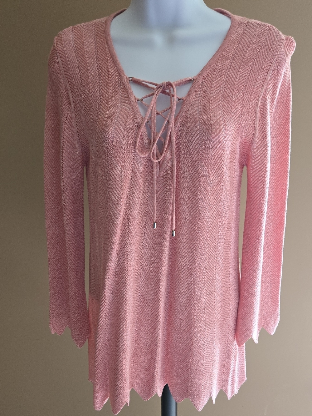 White House Black Market Pink Lace-Up Knit Tunic NWT XS